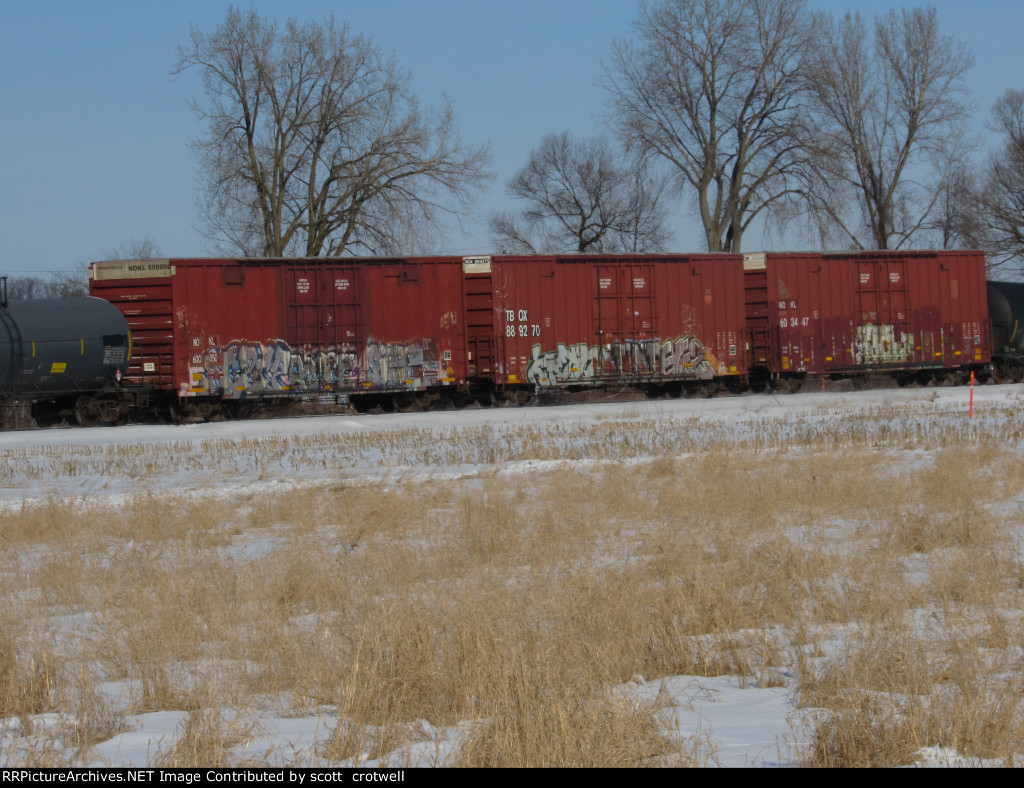 A trio of boxcars